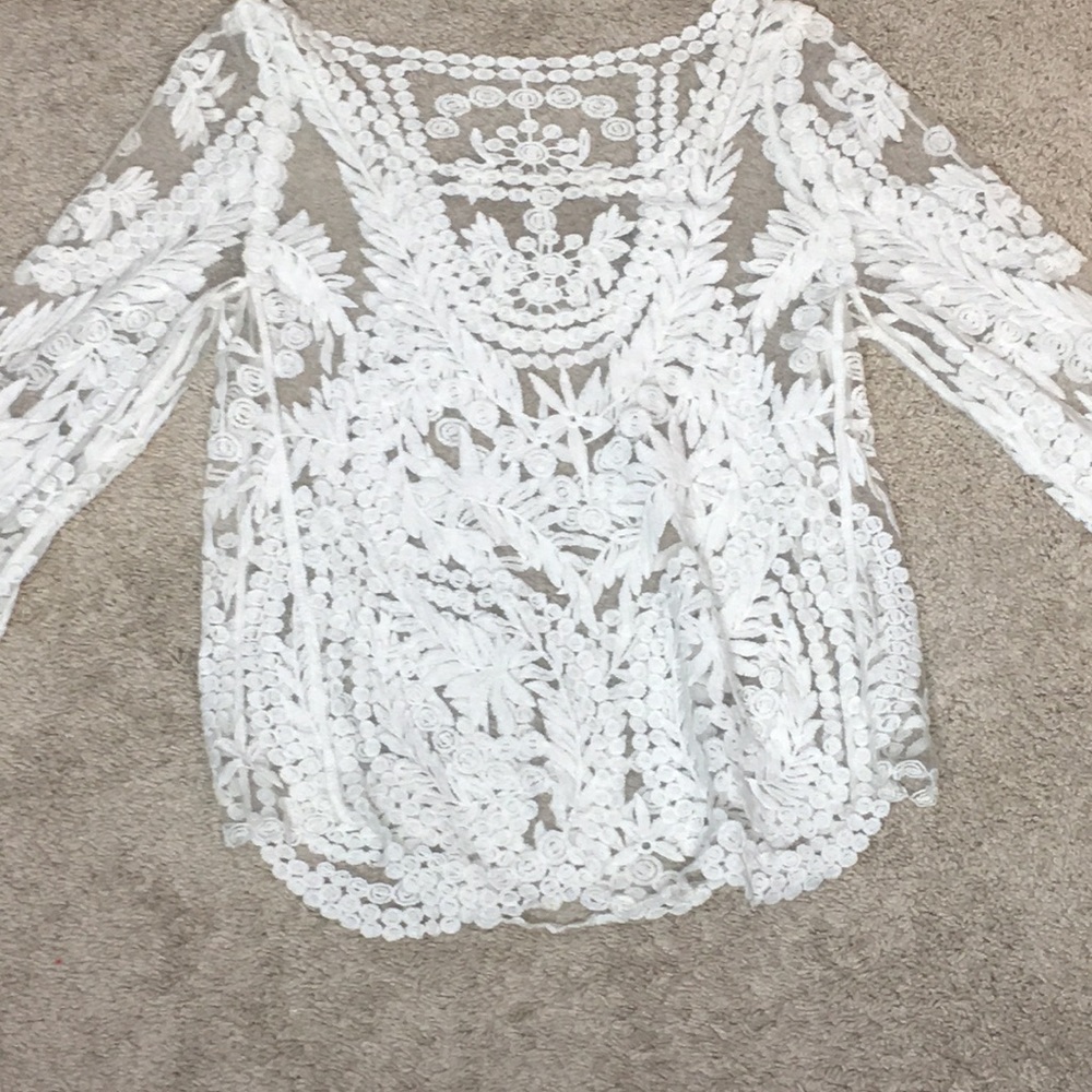 White Lacey Long Sleeve Too